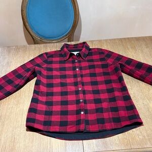 Orvis flannel buffalo check shirt jacket with fleece lining